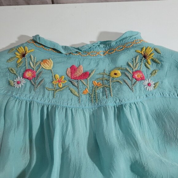 Johnny Was Women's Embroidered Blue Top - Picture 11 of 12
